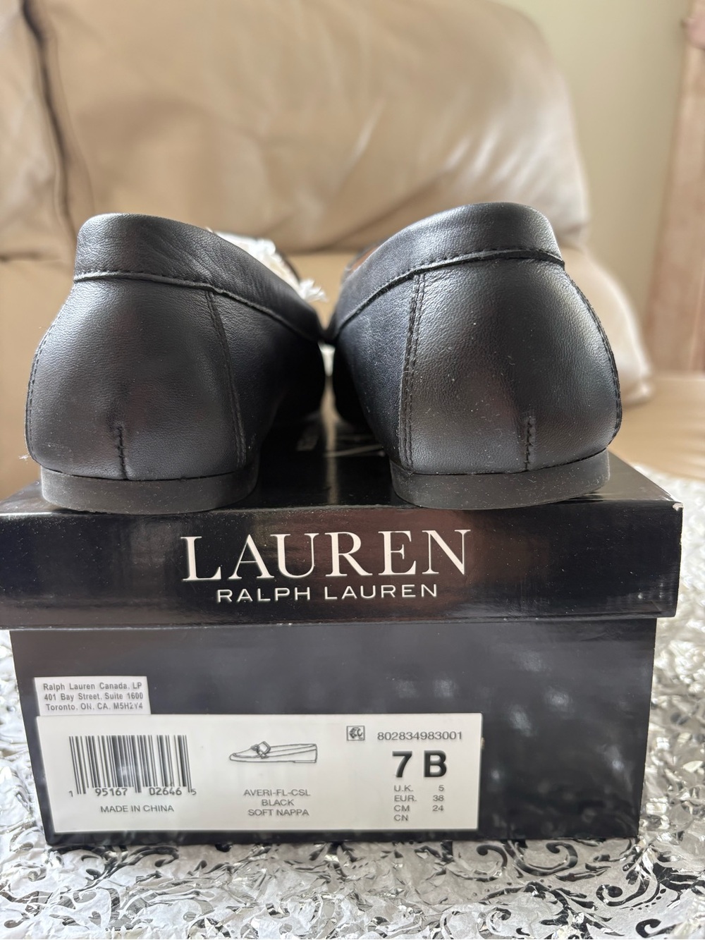 Lauren Ralph Lauren Averi Black Leather Loafers with Gold Bit - Picture 4 of 6